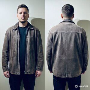 Men's Rugged Vintage Pelle Cuir Leather Brown Suede Jacket XXL Men's